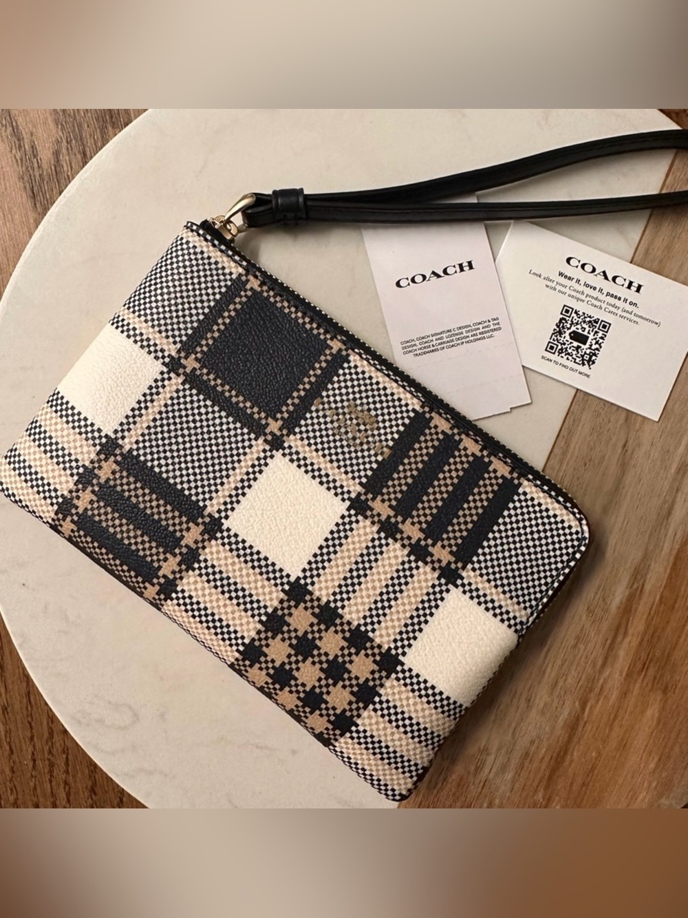NWT! Coach Plaid Wristlet